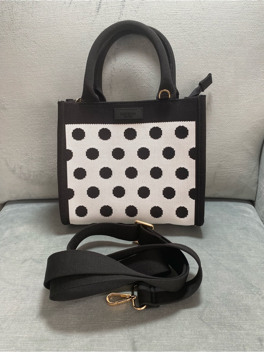 Kate Spade Black and White Polka Dot Canvas Crossbody Tote NWOT Target Collab